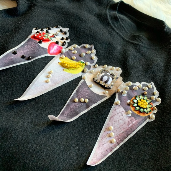 Ice cream Cone Bejeweled Sweater sz Small - Picture 5 of 5